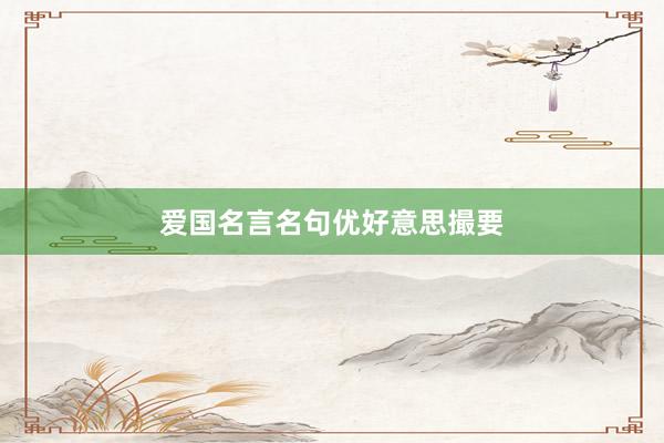 爱国名言名句优好意思撮要